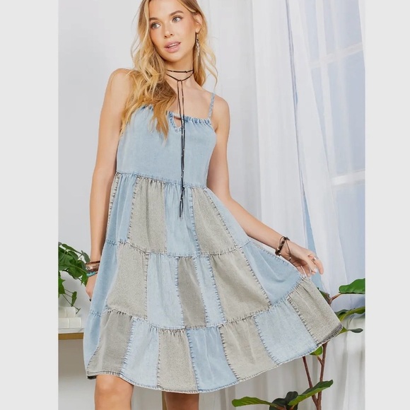 Young Threads Dresses & Skirts - Boho Patchwork Denim Dress